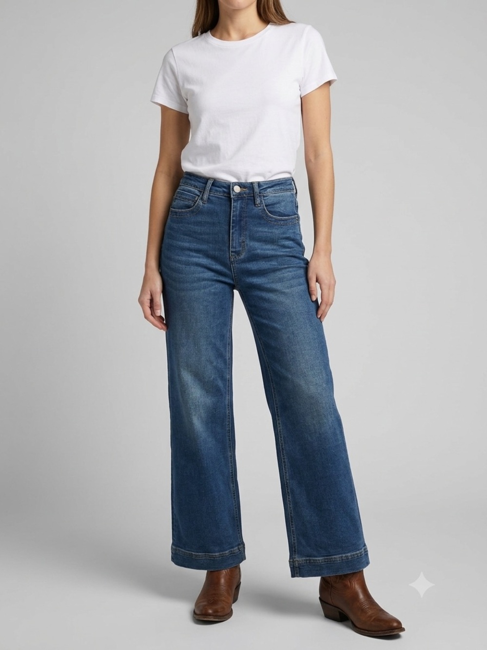DRIFTWOOD Wide-Leg High-Rise Jeans in Blue Wash NWOT Size 24